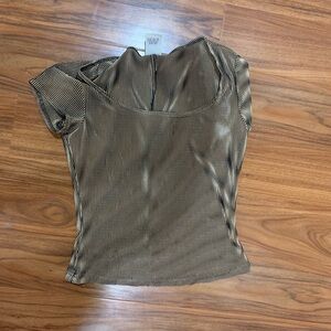 Judy Knapp Vintage short sleeve striped top tan and black